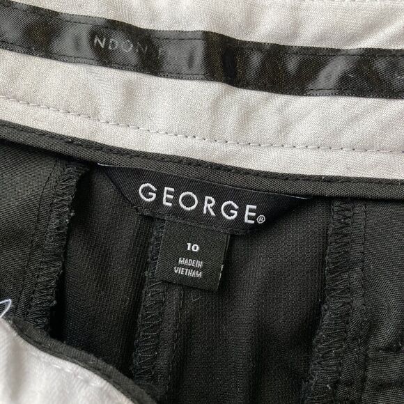 George Dress Pants Sz 10 London Fit Flat Front Womens Black Polyester Blend - Picture 4 of 10
